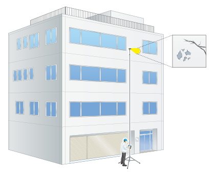高所点検カメラシステム 活用例 壁の点検